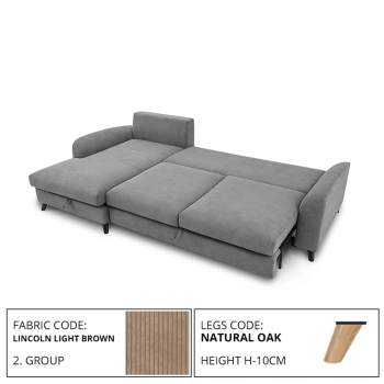 Sofa MERLIN SLEEPING (Left corner, extendable) (LINCOLN LIGHT BROWN)